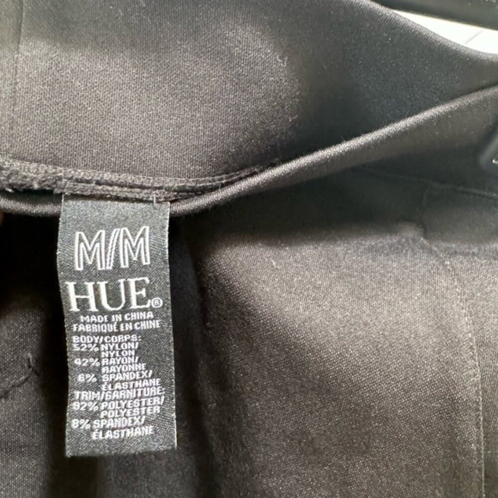 Hue Ponte Velvet Tuxedo Stripe Pants Pull On Slimming Straight Leg Minimalist M - Picture 5 of 10